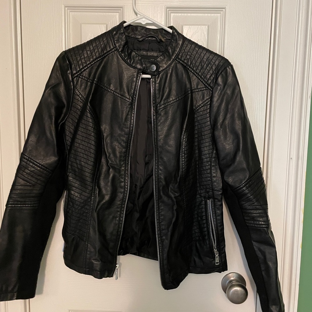 Black leather jacket small